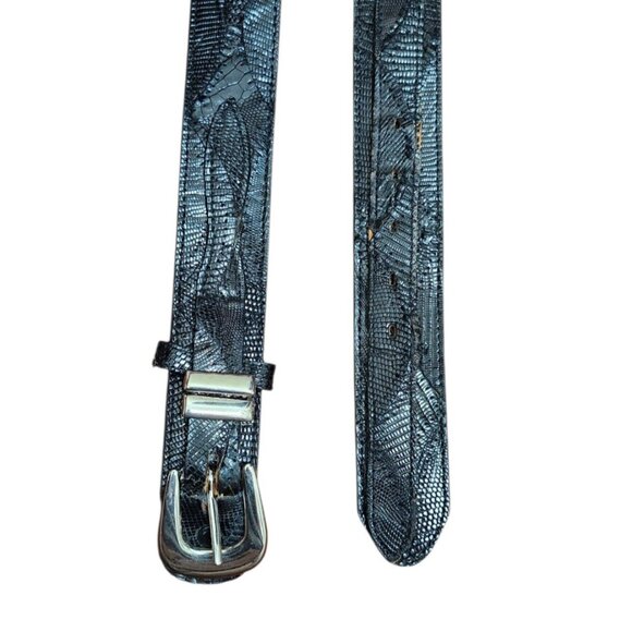 Justin Wéstern Men’s Genuine Leather Belt Black Silver Buckle Textured snake 42 - Picture 5 of 13